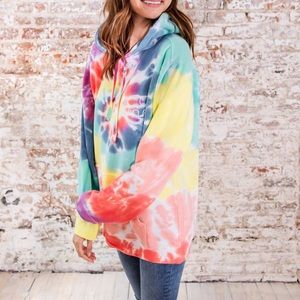 NEVER WORN Ivory Ella Oversized Tie-Dye Hoodie
